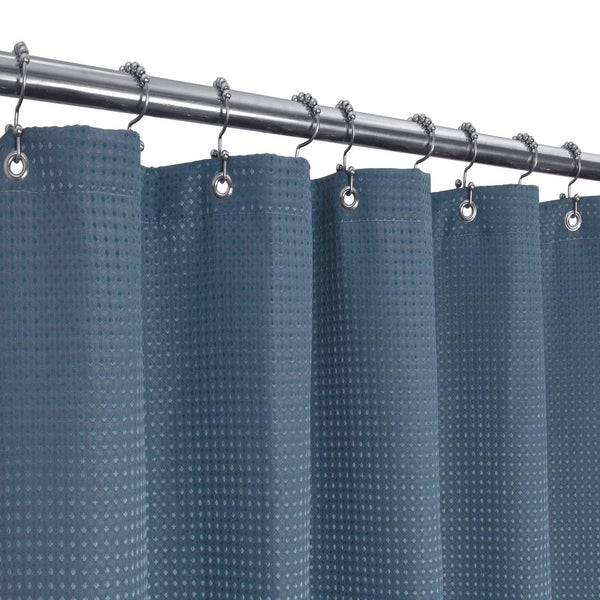 Barossa Design Waffle Shower Curtain for Luxury Hotel Spa - Heavy Duty Fabric 230 GSM No Blow - Waterproof Machine Washable - Moonlight Blue, 71" x