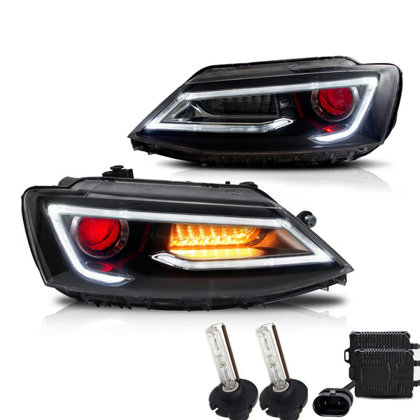 VLAND LED Rear Lights compatible with Jetta MK6 2011-2018 Sedan [Not fit LED & GLI models], Driver & Passenger Side - Red