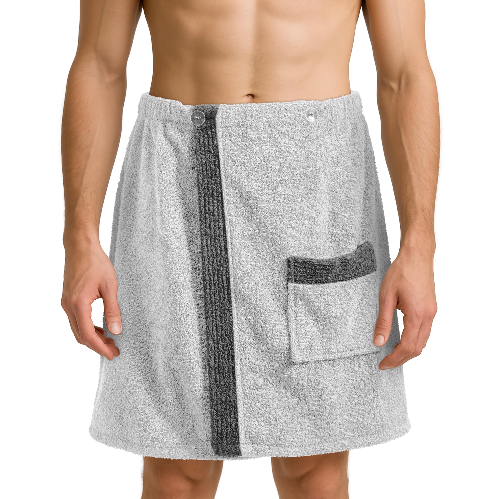 JEMIDI Terry Sauna Sarong - 100% Cotton Towel for Men with Pocket - Men's Wearable Towelling Wrap Around Kilts For Shower Bath Gym Sauna - One Size
