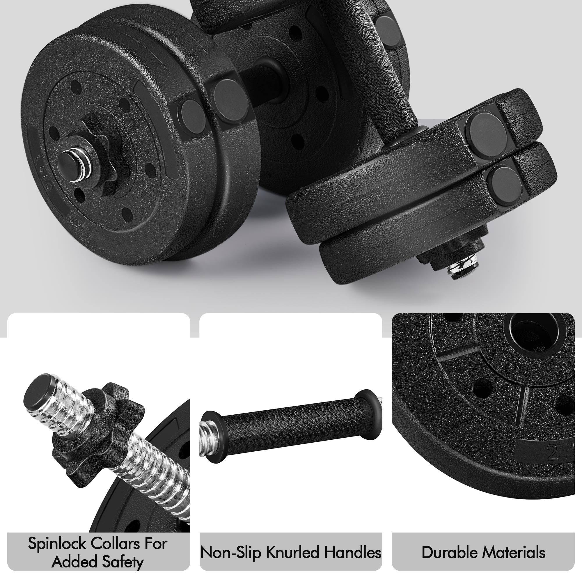 Yaheetech 30KG/25KG/20KG/15KG Adjustable Dumbbells Weight Lifting Training Set Dumbbells Set (sold as a pair) Home Gym Fitness for Men/Women