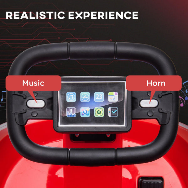 HOMCOM Kids Bumper Car 360° Rotation Spin Waltzer Car 6V Electric Ride On Car with 2 Speeds, Music, Lights for 18-48 Months - White