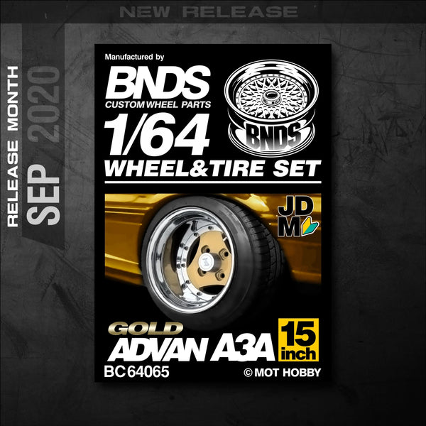 1/64 Alloy Wheels With Rubber Tires By BNDS Assembly Rims Modified Parts for Model Car Refitted VIP Style No.64053-64088