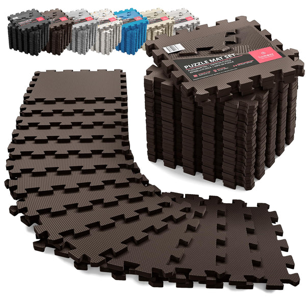 Interlocking Soft Foam Floor Mat - 18 Pieces Protective Gym Flooring Set, Exercise Mats EVA Puzzle Rubber Tiles, Ground Surface Protection Workout Underlay Matting Sports Pool Home Fitness Garage