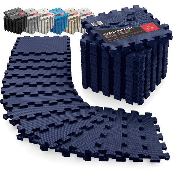 Interlocking Soft Foam Floor Mat - 18 Pieces Protective Gym Flooring Set, Exercise Mats EVA Puzzle Rubber Tiles, Ground Surface Protection Workout Underlay Matting Sports Pool Home Fitness Garage