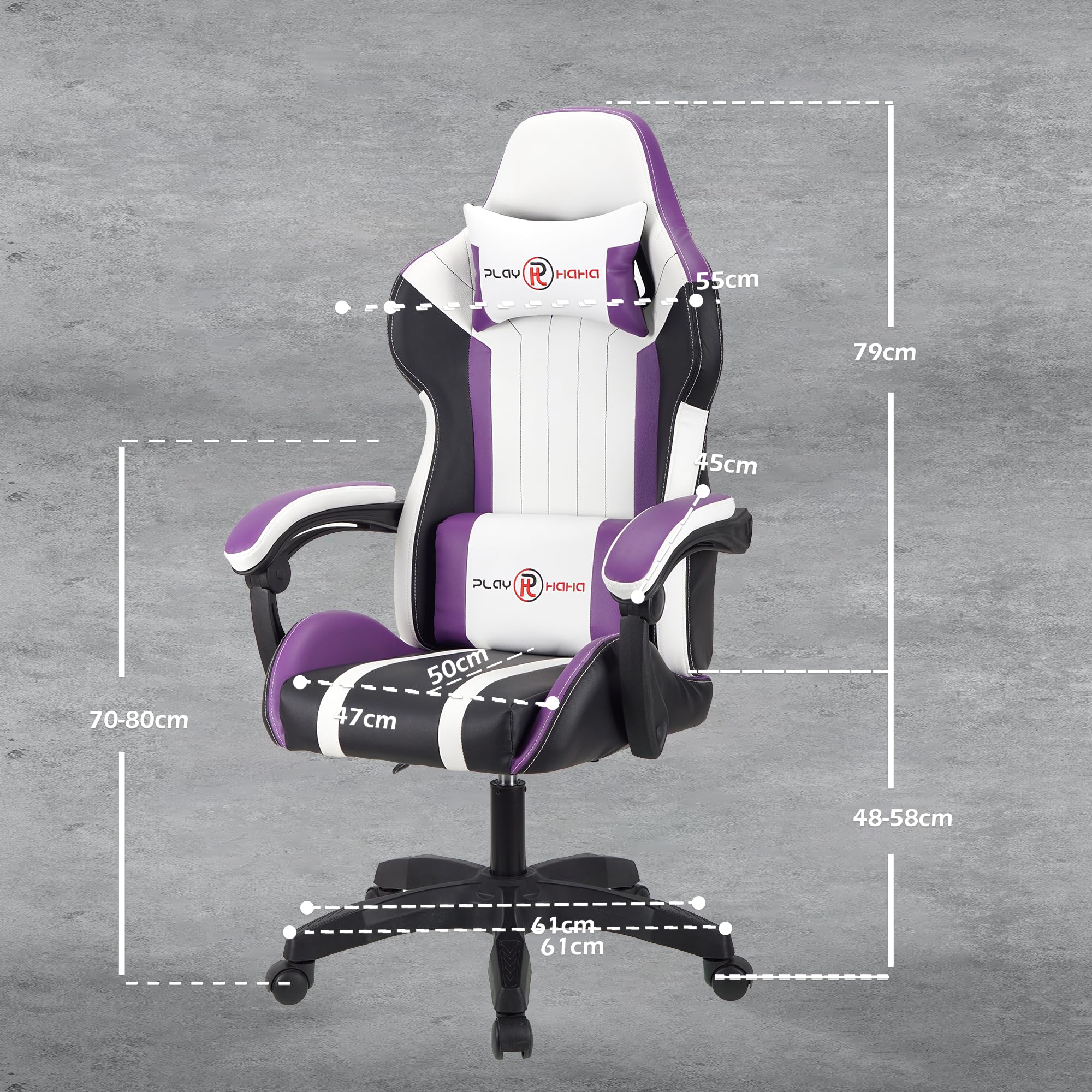 T-THREE.Ergonomic Leather Gaming Chair Height Adjustable with Headrest and Lumbar Support(Orange)