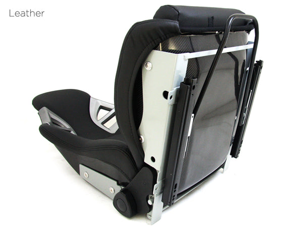 Aftermarket Universal Bucket Seat with Carbon Back - Porsche Style for Boxster Cayman 911 GT3 GT4 - Black Synthetic Leather