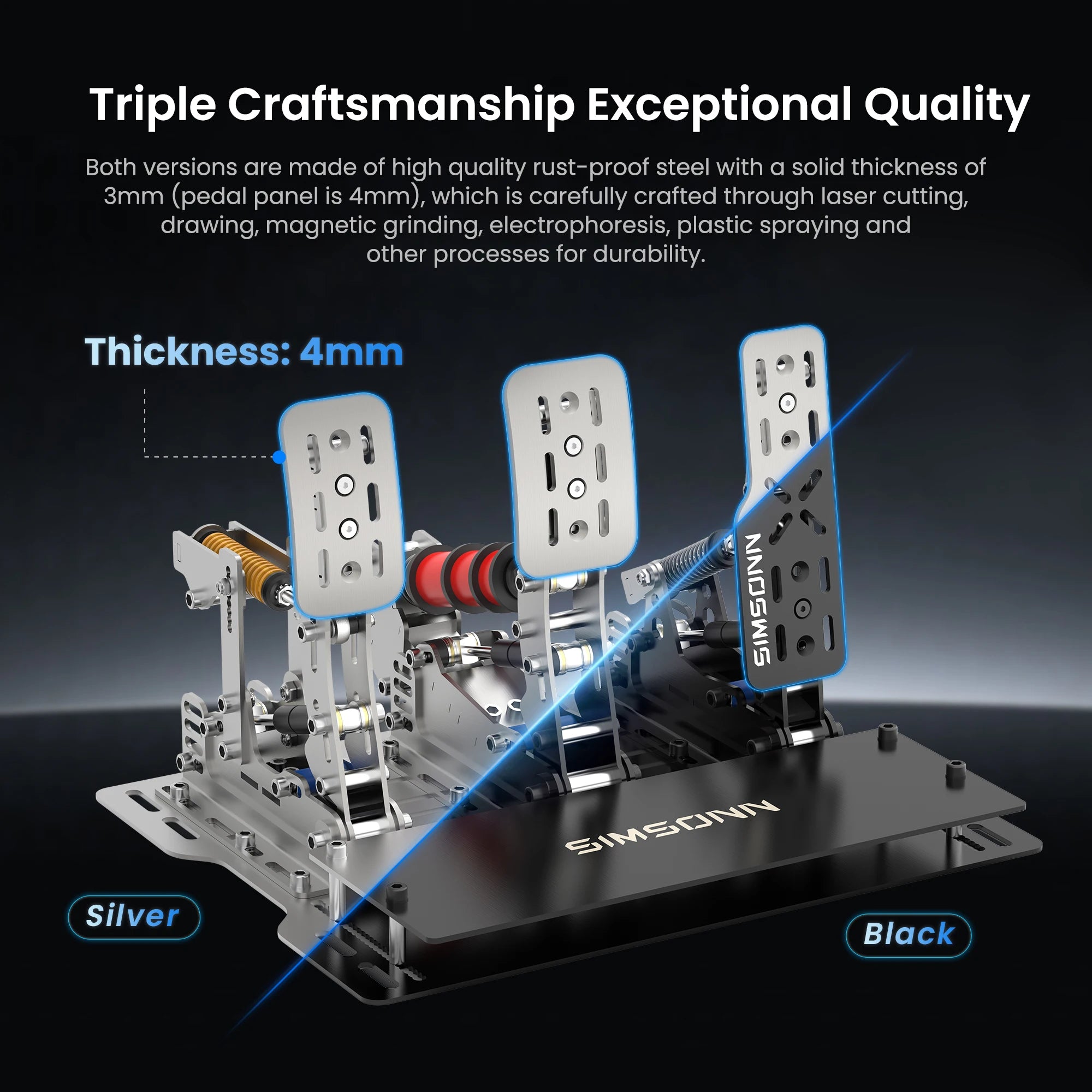 SIMSONN Plus X Simracing Pedals PC Sim Racing Simulator Pedal Load Cell Hydraulic Pedal Support VAM VAM RPO Vibration Motor