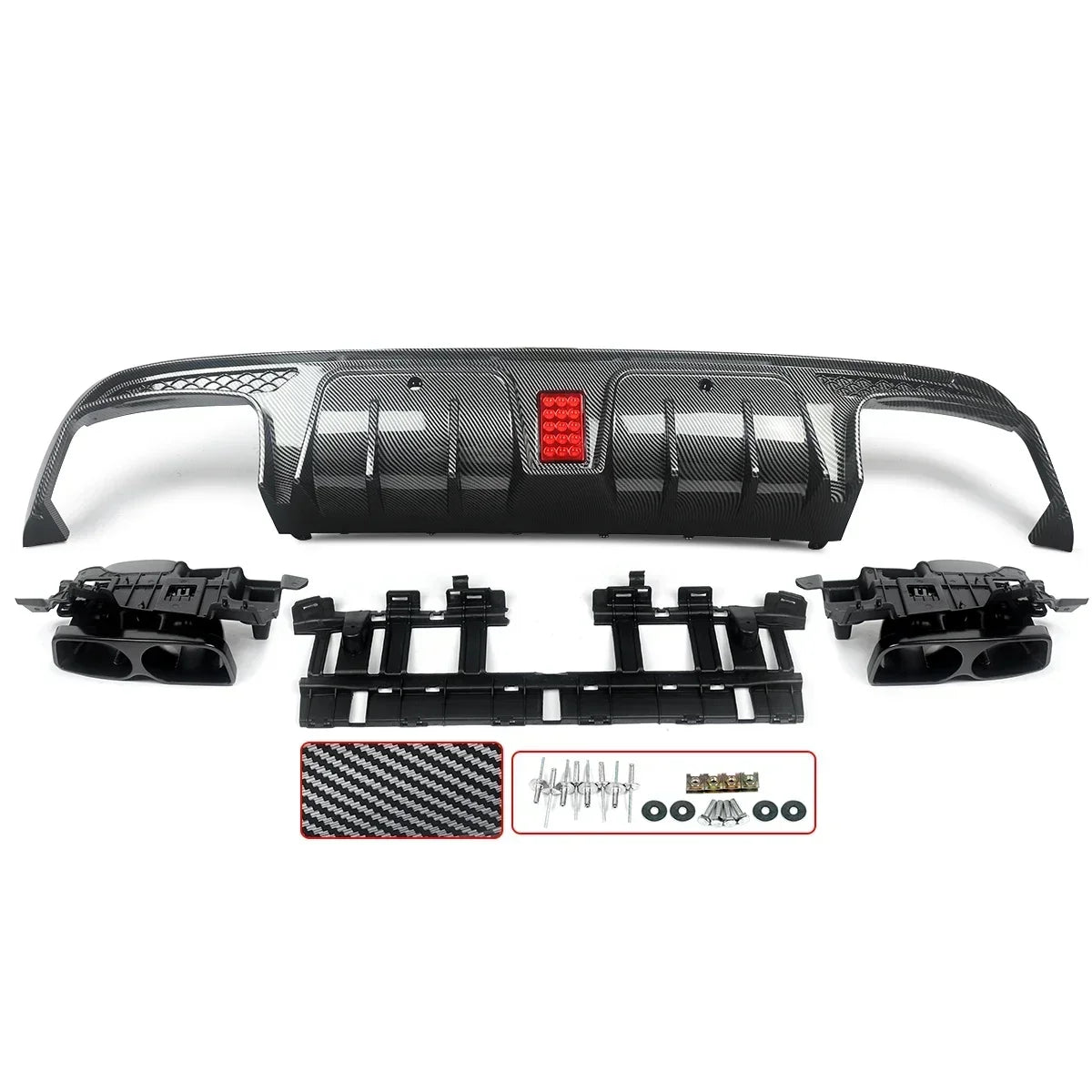 C63/ C63S/C43 4 Door Sedan Rear Diffuser With Exhaust Endtips For Mercedes Benz C class W205 2015-2021 Carbon Look