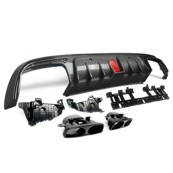 C63/ C63S/C43 4 Door Sedan Rear Diffuser With Exhaust Endtips For Mercedes Benz C class W205 2015-2021 Carbon Look