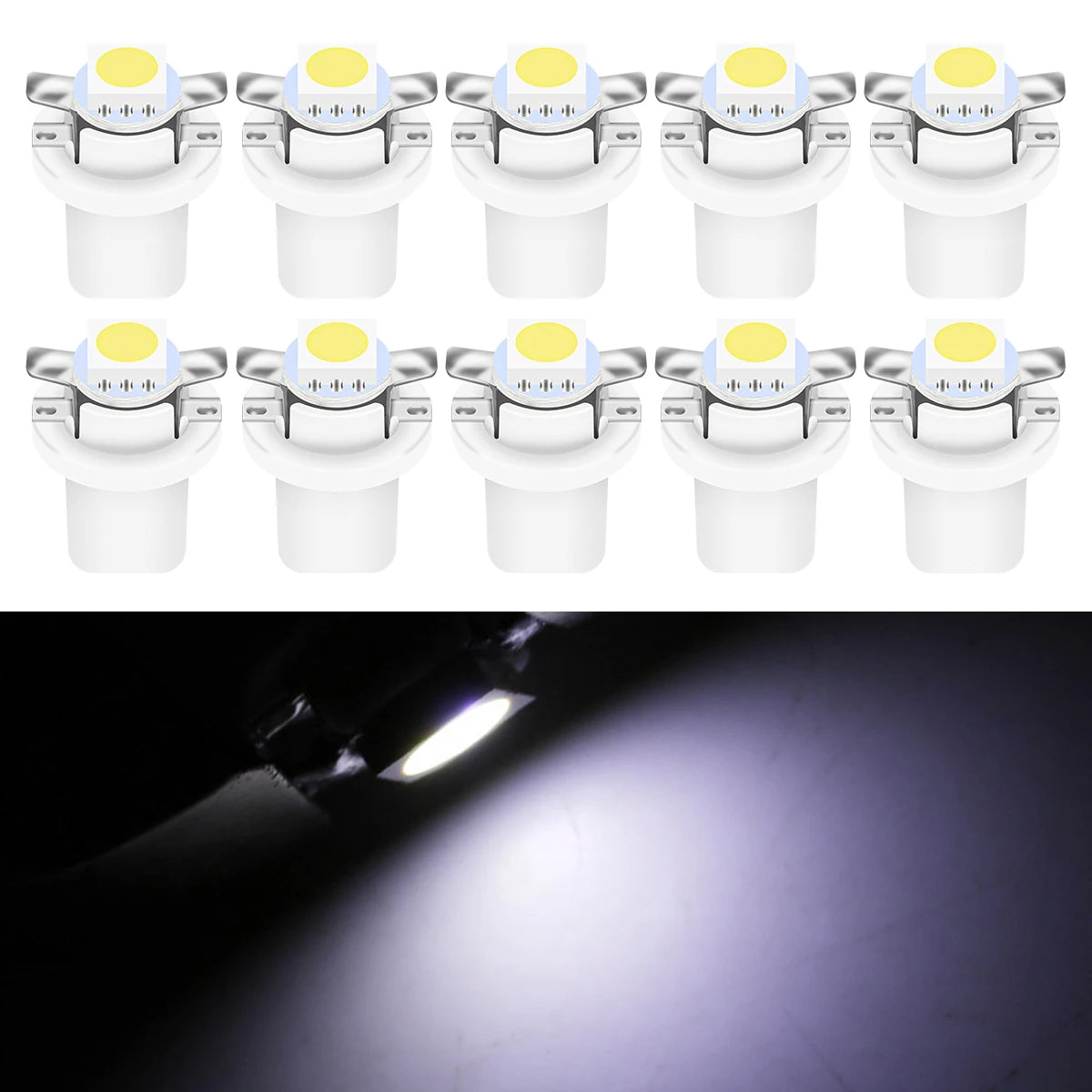 10Pcs B8.5D 509T B8.5 5050 Led Auto Car LED Dashboard Bulbs Instrument Panel Wedge Indicator Lights Cluster Gauges Lamp 12VDC
