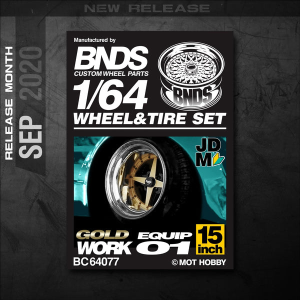 1/64 Alloy Wheels With Rubber Tires By BNDS Assembly Rims Modified Parts for Model Car Refitted VIP Style No.64053-64088