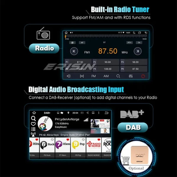 ES8998V 9" 8-Core Android 13.0 Car Stereo GPS Sat Nav for VW Golf Mk5 Mk6 Passat B6 Skoda Touran Seat Skoda Touran T5 Vento DAB+ Wireless CarPlay DSP WIFI 64GB