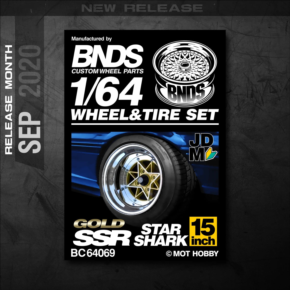 1/64 Alloy Wheels With Rubber Tires By BNDS Assembly Rims Modified Parts for Model Car Refitted VIP Style No.64053-64088