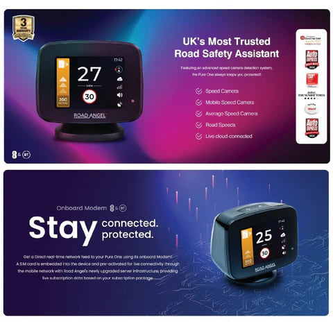 Road Angel Pure One Advanced Speed Camera Detection & Alert System for Car Van Camper RV