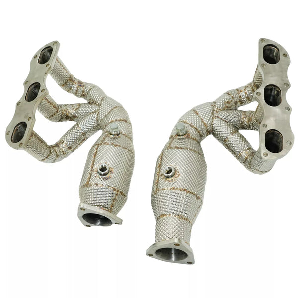 TATECH Exhaust Manifold Upgrade Stainless Steel Header 200 Cell Cat + Heat Shield Porsche 991 3.4 3.8