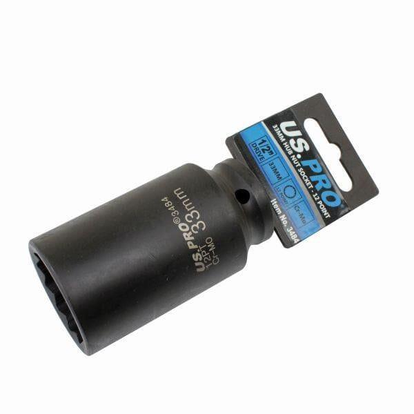 US PRO Tools 33mm 1/2" dr 12 Point Deep Hub Nut Socket, Gearbox etc 3484