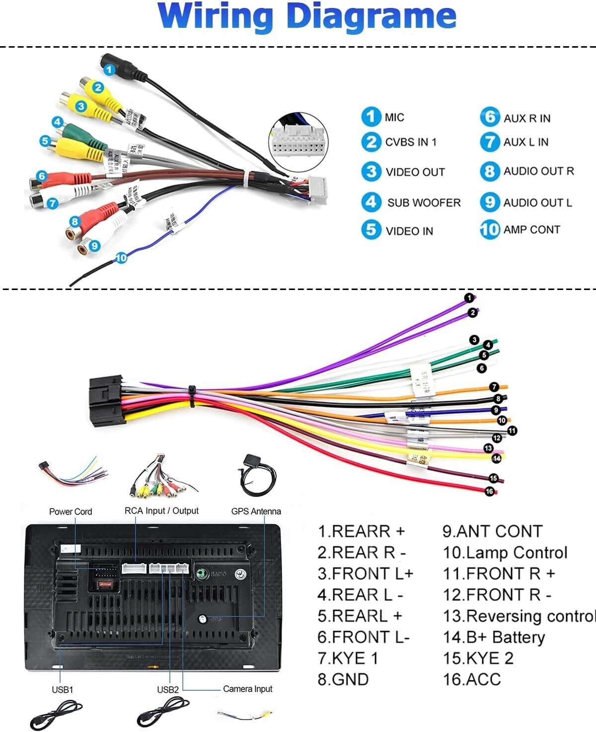 10.1" Touchscreen Android 11 2GB + 32GB Carplay / Android 11 auto Car Stereo Head unit Radio GPS WiFi MP5 Double 2Din + Reverse Camera