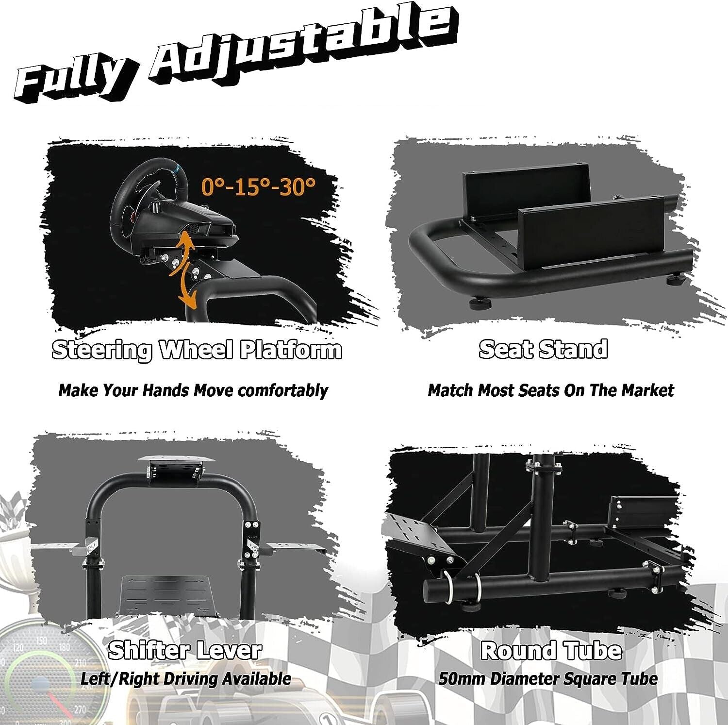 Driving Game Sim Racing Frame Rig - Add Seat Wheel Pedals Xbox PS PC Console F1