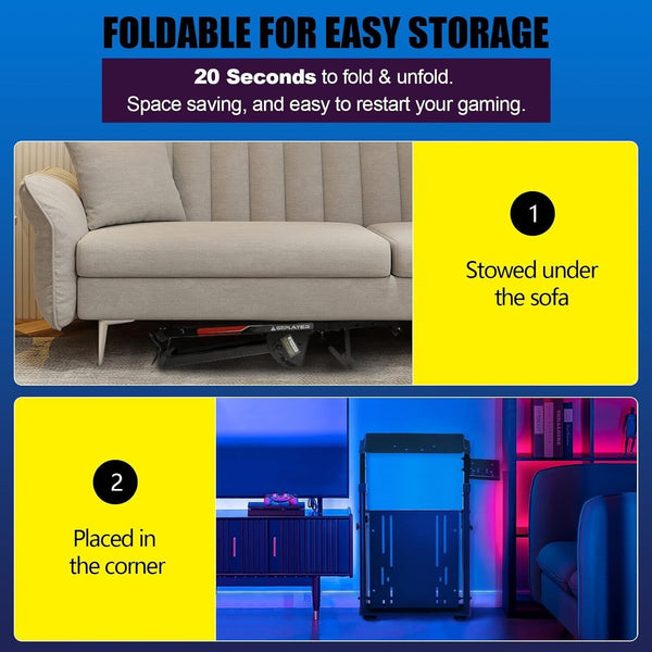 GTPLAY Driving Game Folding Simulator Racing Frame Stand Wheel Pedals Xbox PS PC