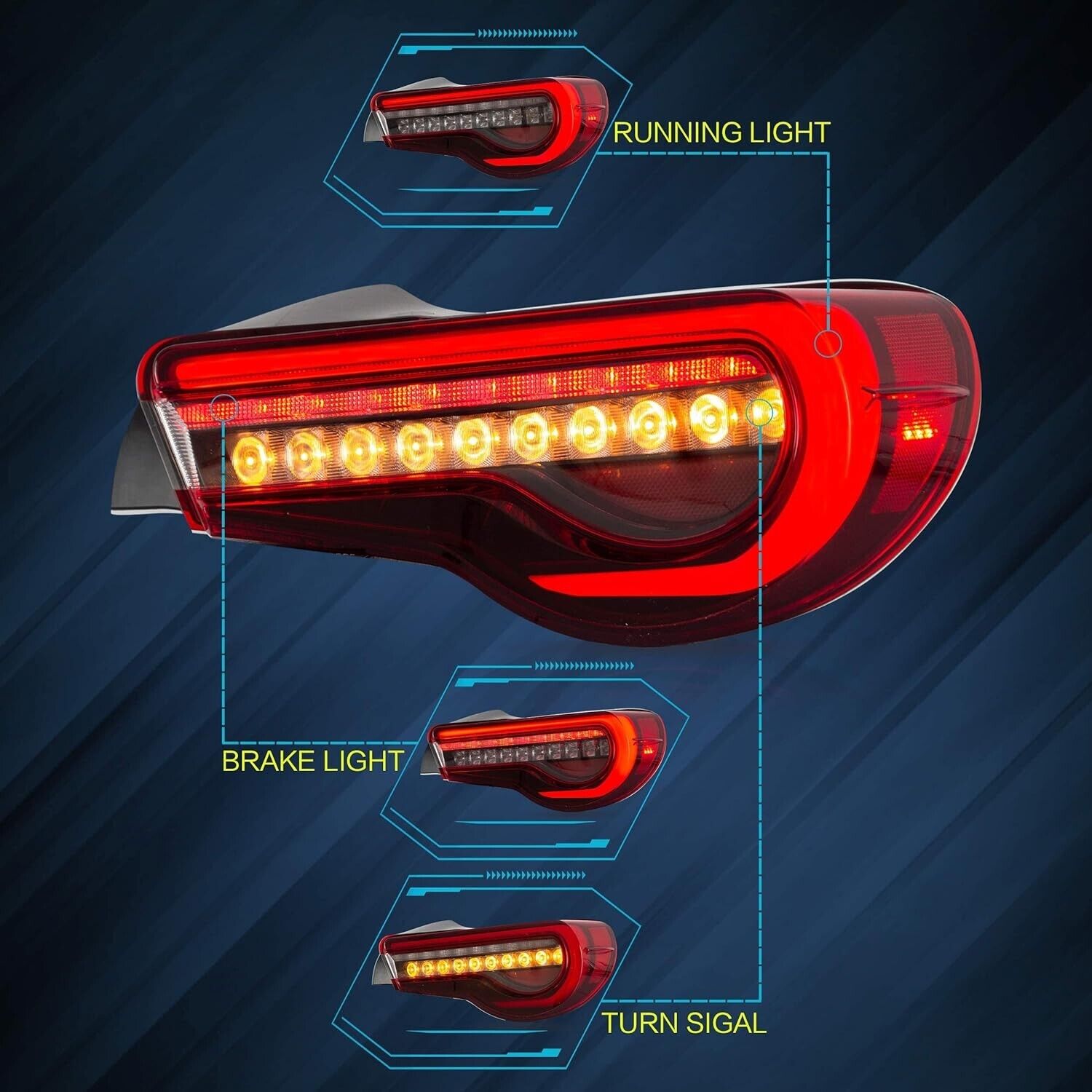 VLAND Toyota 86 GT86 BRZ Scion FR-S Lightbar LED DRL Rear Lights Tail Lamps LHD