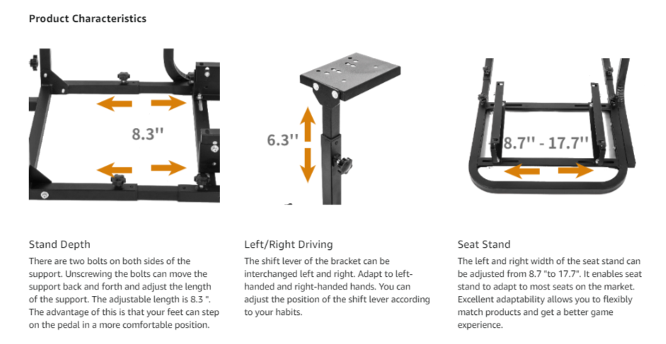 AZ Driving Game Sim Racing Frame Rig for Seat Wheel Pedals Xbox PS PC Console F1