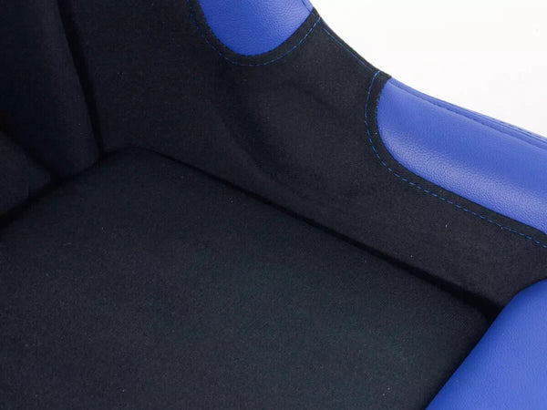 FK Pair BLUE BLACK Universal Full Bucket Sports Seats - Deluxe FG Glossy Back