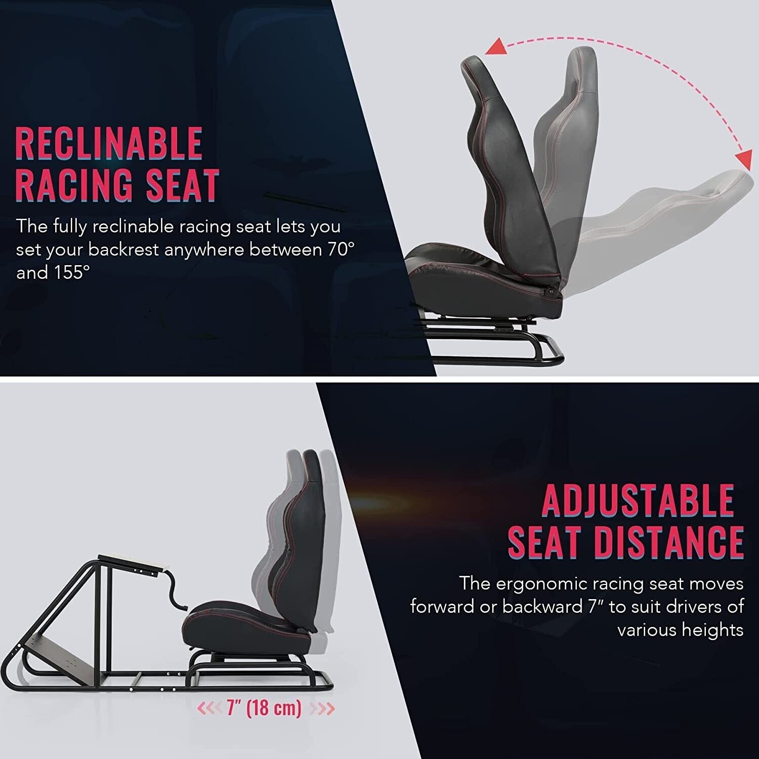 AZ Driving Game Sim Racing Frame Rig & Seat - Wheel Pedals Xbox PS PC Console F1