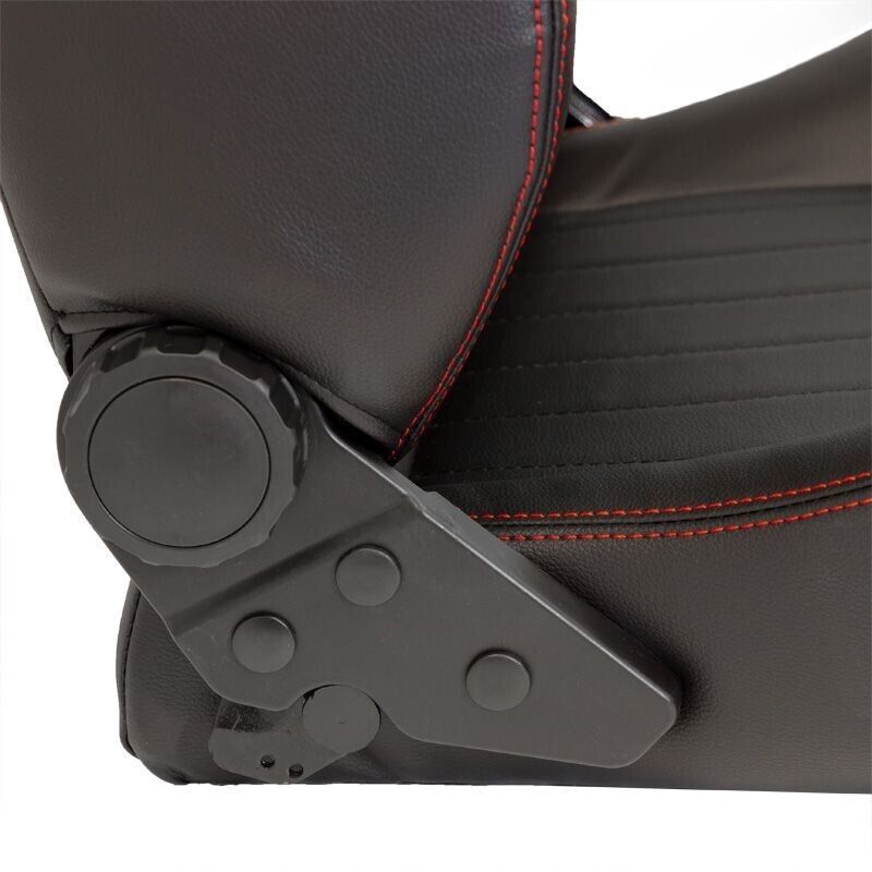 x2 Autostyle Black Classic Car Retro Kit Sports Car Bucket Seats Red Stitch