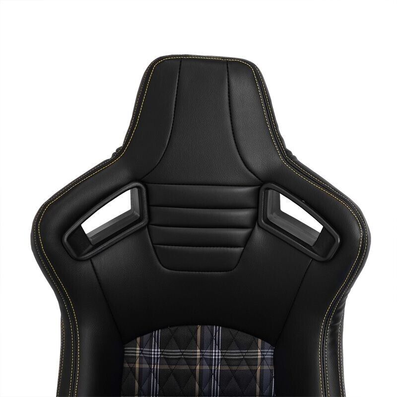 ATS GT x1 Universal Sports Bucket Seat Black & Yellow Check Plaid Golf GTI RS