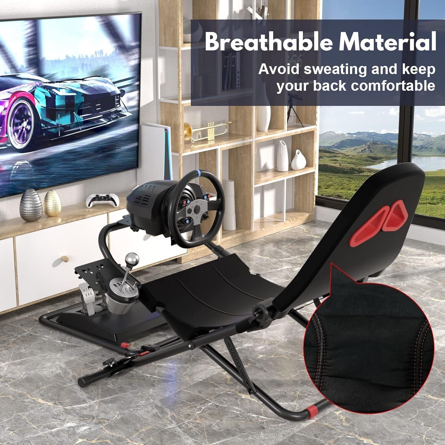 DG Driving Game Sim Racing Frame Rig & Seat - Wheel Pedals Xbox PS PC Console F1