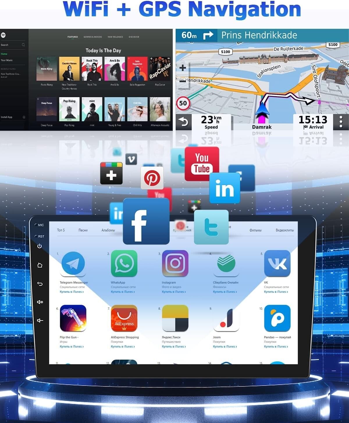 10.1" Touchscreen Android 11 2GB + 32GB Carplay / Android 11 auto Car Stereo Head unit Radio GPS WiFi MP5 Double 2Din + Reverse Camera