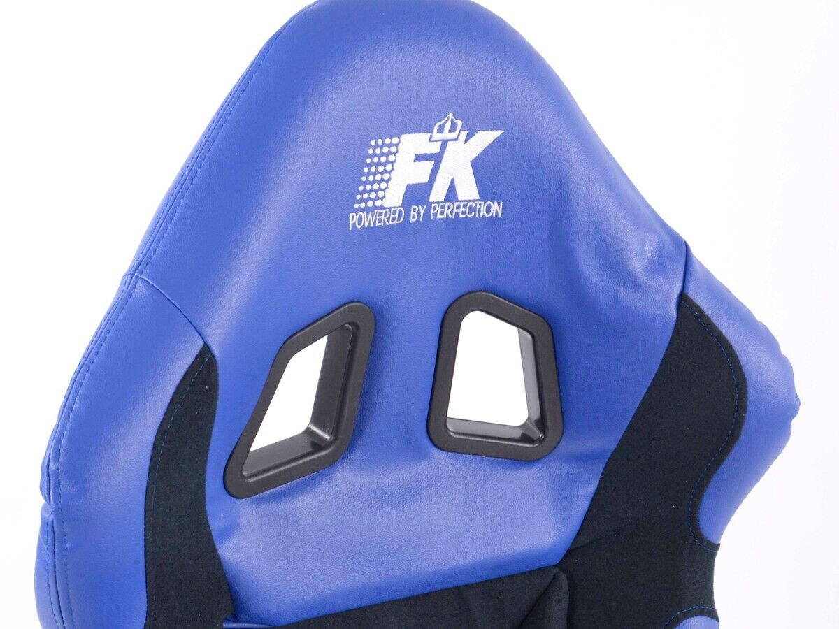 FK Pair BLUE BLACK Universal Full Bucket Sports Seats - Deluxe FG Glossy Back