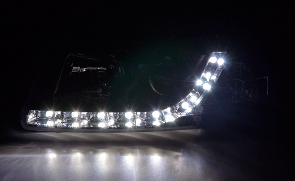 AS Pair LED DRL Lightbar Projector Headlights VW Passat 3B B5 97-00 black LHD