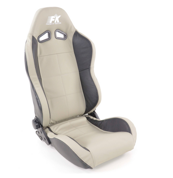 FK Universal Real Leather Reclining Bucket Sports Seats - Grey & Black Edition