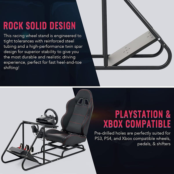 AZ Driving Game Sim Racing Frame Rig & Seat - Wheel Pedals Xbox PS PC Console F1