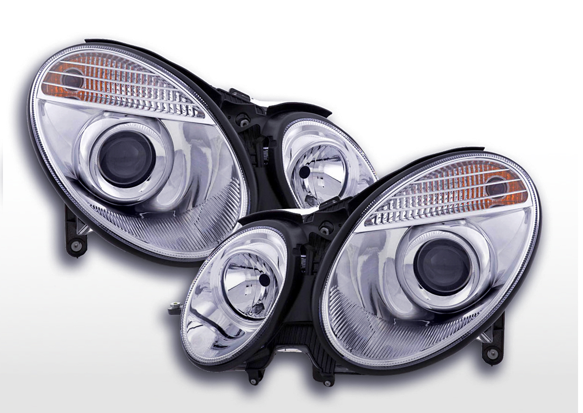 FK LED DRL Angel Eye Projector Headlights Mercedes E-Class type W211 06-08 LHD - LJ Automotive