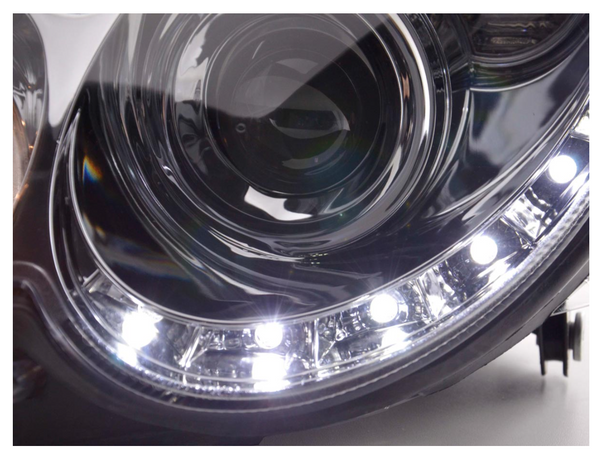 FK Set LED DRL HEADLIGHTS Mercedes CLK W209 04-09 chrome AMG LHD - LJ Automotive