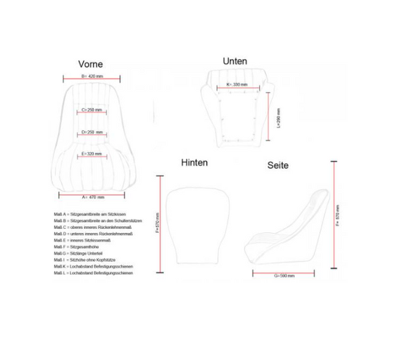 Cream Pair Classic Car Retro Kit Speedster Sports Car Fixed Bucket Seats & Rails