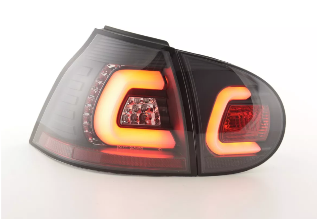 FK Pair LED Rear Lights Lightbar VW Golf 5 MK5 03-08 Black 1K LHD inc harness