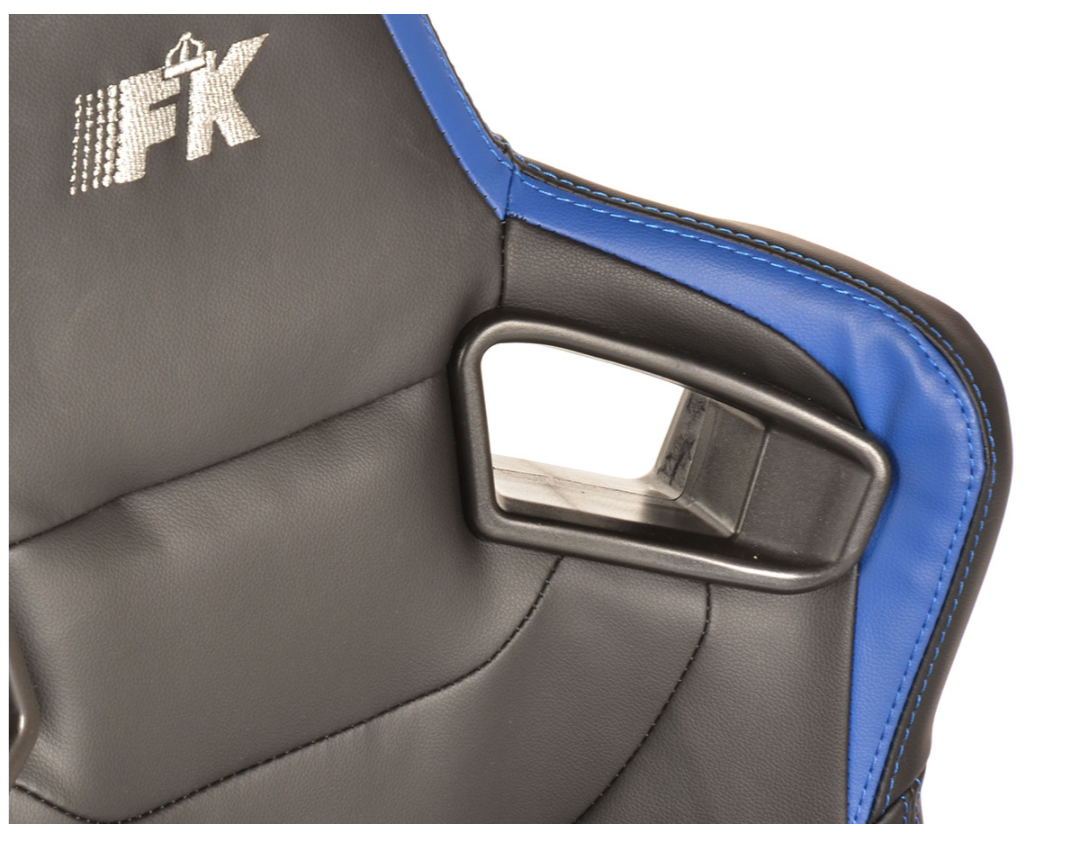 FK Pair Universal Bucket Sports Seats Black on Blue Synthetic Leather Carbon Lux