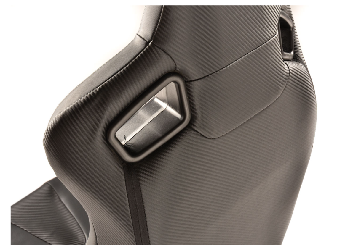 FK Pair Universal Bucket Sports Seats Black on Grey Synthetic Leather Carbon Lux