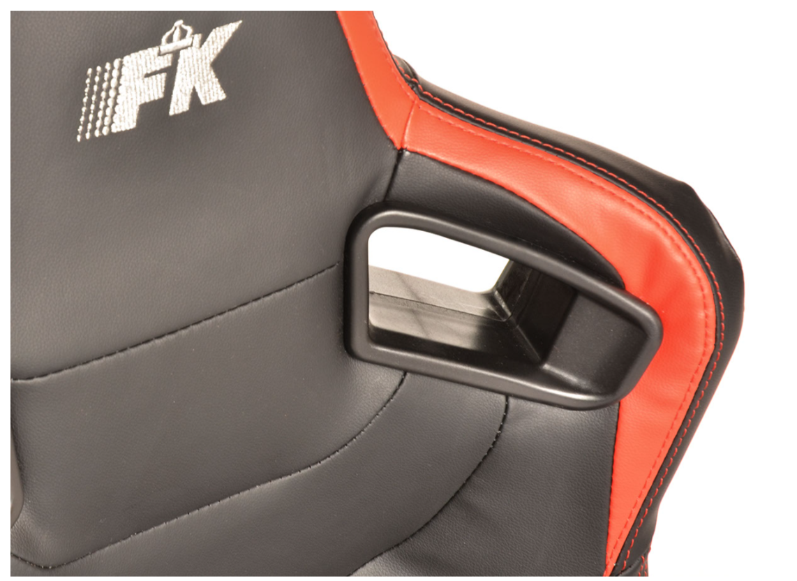 FK Pair Universal Bucket Sports Seats Black on Red Synthetic Leather Carbon Lux