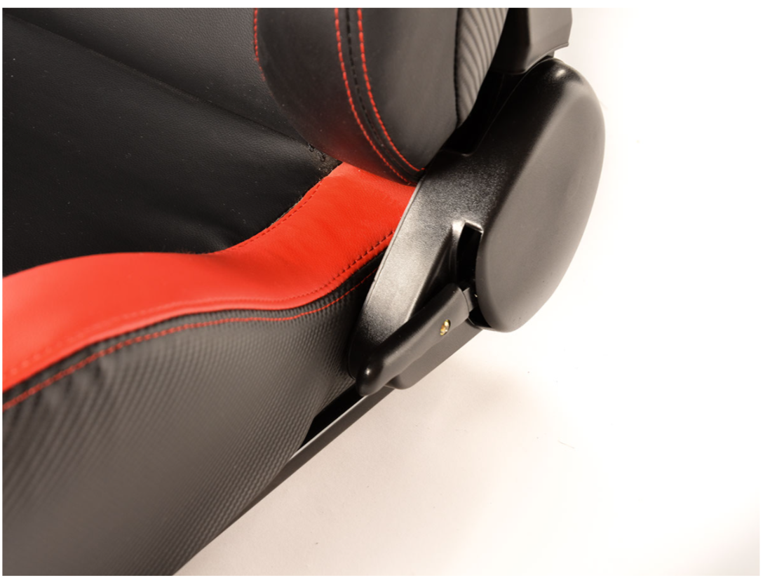 FK Pair Universal Bucket Sports Seats Black on Red Synthetic Leather Carbon Lux