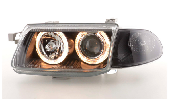 FK Pair Vauxhall Opel Astra F 91-97 LED DRL Devil Eye Projector Headlights RHD & LHD