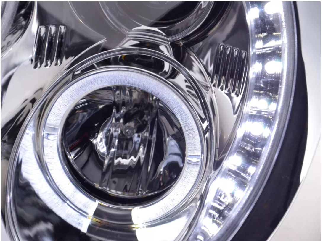 FK Set Pair LED DRL Angel Eye Headlights BMW Mini R50 R53 01-06 black Chrome JCW S