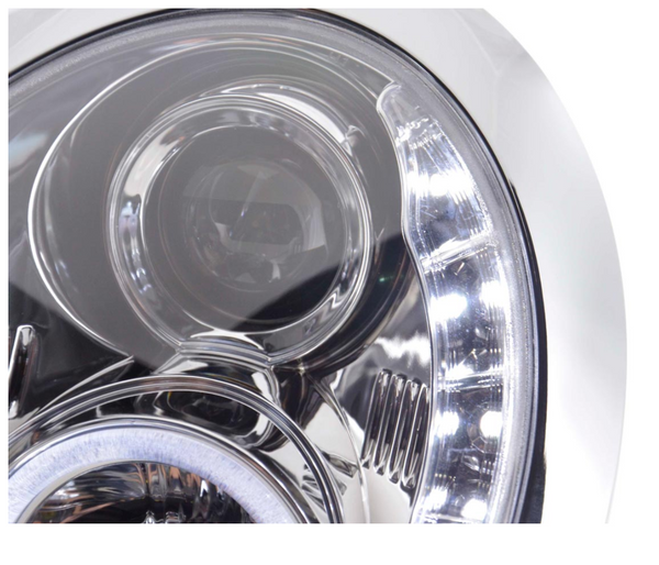 FK Set Pair LED DRL Angel Eye Headlights BMW Mini R50 R53 01-06 black Chrome JCW S