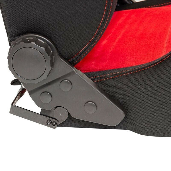 AUTOSTYLE x2 Univ Pair Sports Bucket Seats Black Red Stitch runners - LJ Automotive