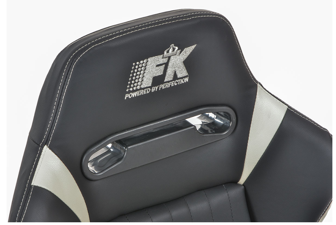 FK Sports Bucket Seats Set - Synthetic Leather white & black - LJ Automotive