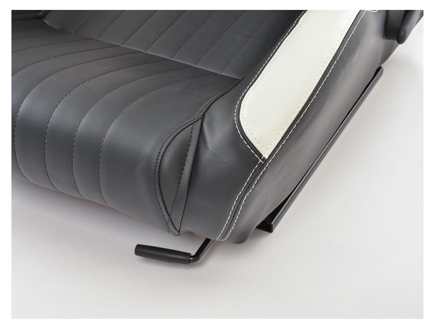 FK Sports Bucket Seats Set - Synthetic Leather white & black - LJ Automotive