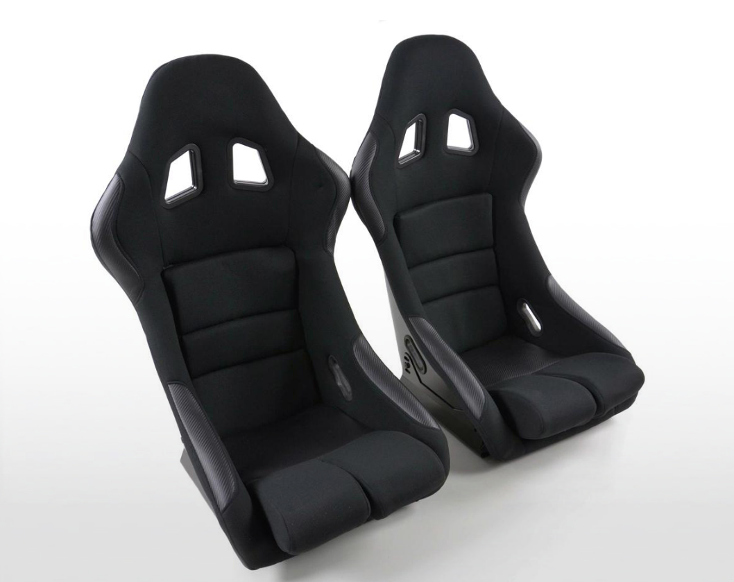 FK Universal Full Bucket Sports Seats Set Pair Red Inc Runners Car Van 4x4 - LJ Automotive